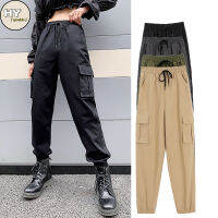 2022ฤดูร้อนใหม่กางเกง Cargo S-2XL ผู้หญิงผ้าฝ้ายหลวมสูงเอว Multi Pocket Sweatpants ผู้หญิง Casual Plus ขนาด Street Retro กางเกงสุภาพสตรีสีทึบกางเกงยุทธวิธี