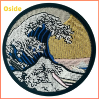 OSIDE 3pcs รีดบน แพทช์ญี่ปุ่น 9ซม. ค่ะ เดอะเกรทเวฟออฟ แพทช์คานากาว่า เย็บบนป้าย 3.5นิ้วค่ะ เย็บบนตราสัญลักษณ์ งานฝีมือเสื้อผ้า DIY