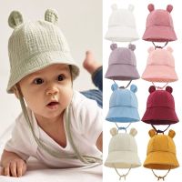 ↂ Summer Hat For Baby Boys Girls 1 Year Cute Bear Ear Fisherman Toddler Hat Soft Cotton Panama Hat Baby Sun Hat 3 6 12 Months