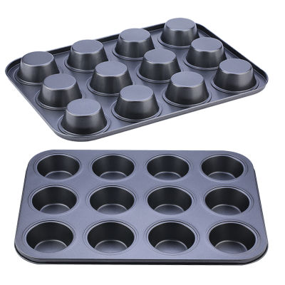 12-Cup Nonstick Carbon Steel Muffin Pan Cupcake Muffin Tray Cupcake Mold Metal Baking Mold Bakeware Biscuit Pan
