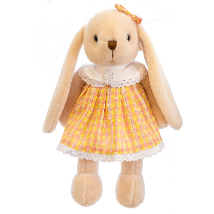 cod-กระโปรงลายดอกไม้ใหม่ตุ๊กตากระต่ายตุ๊กตากระต่ายหูยาวตุ๊กตากระต่ายน้อยน่ารักคว้าเครื่อง