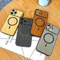 ลายไม้ตัวดูดแม่เหล็กหน้าต่างบานใหญ่สำหรับเคสโทรศัพท์รุ่น iPhone 11, 12, 13, 14