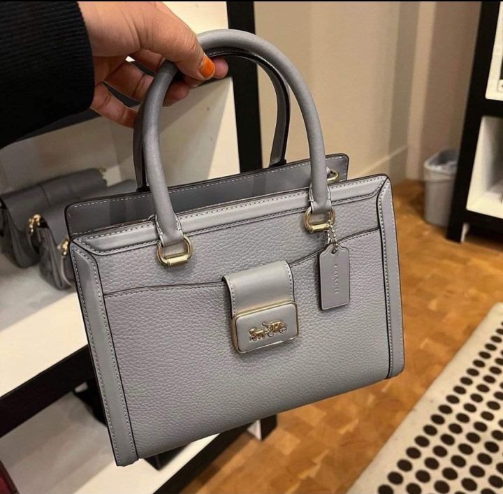 Coach CE606 Grace Carryall in Granite Refined Pebble Leather Smooth ...