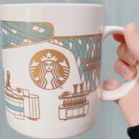 Starbuck Official Store Starbuck เปลี่ยนสีเซรามิคแก้วน้ำถ้วยกาแฟพร้อมฝาปิดช้อนคู่ถ้วยวันหยุดวันเกิดของขวัญ Starbuck Tumbler Starbuck แก้ว