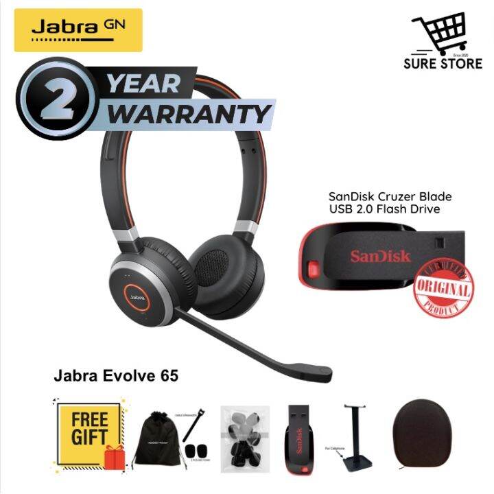 Jabra Evolve 65 MS Stereo with Link 380a Bluetooth Adapter and USB Wireless Connectivity Lazada PH