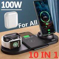 ZZOOI 100W 10 in 1  Wireless Charger Stand For iPhone 13 12 11 XS XR Fast Charging Dock Station for Airpods Pro Apple Watch iWatch 7