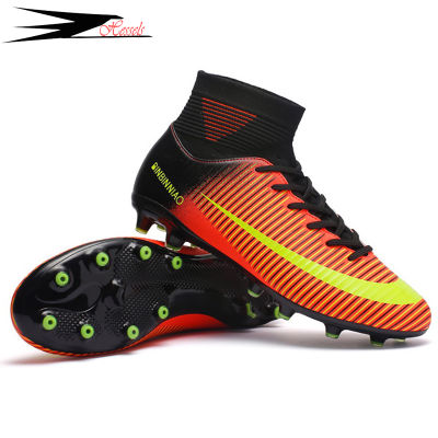 Kids Boy Girls Outdoor Soccer Cleats Shoes TFFG Ankle Top Football Boots Soccer Training Sneakers Child Sports Shoes EU32--38