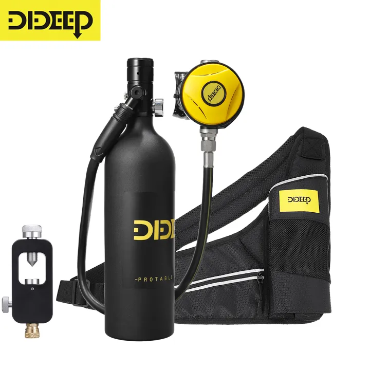 DIDEEP 1L Scuba Diving Tank Portable Oxygen Cylinder Dive Respirator Air Tank Breathing Valve