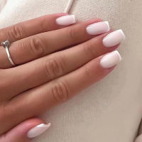 Korean Ins minimalist French white nail enhancement for girls, gentle nail enhancement, European style fake nail product
