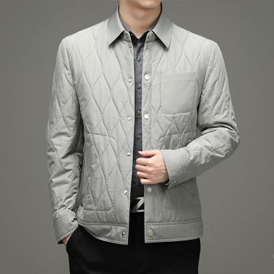 [COD] Mens 2021 winter high-end jacket middle-aged business cotton-padded warm mulberry silk light men