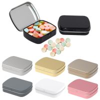 【hot】✣  Metal Hinged Tin with Lid Rectangular Small Storage Pill Cases for Organizer