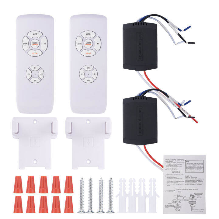 2 Pack English Manual Wireless Switch Ceiling Fan Remote Control Kit Light Timing Receiver Easy