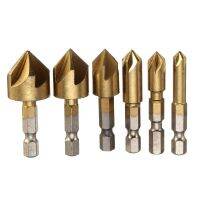 【DT】hot！ 6PCS Counter Sink Bit Set 1/4 Shank 5 Flute Countersink Wood Chamfered Cutter Chamfer 6/19mm