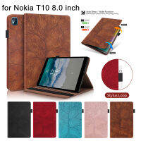 สำหรับ Nokia T10 8.0นิ้วเคสที่มีคุณภาพสูง3D ต้นไม้สไตล์หนัง PU พลิกกรณีที่มีช่องเสียบการ์ดปากกาหัวเข็มขัด