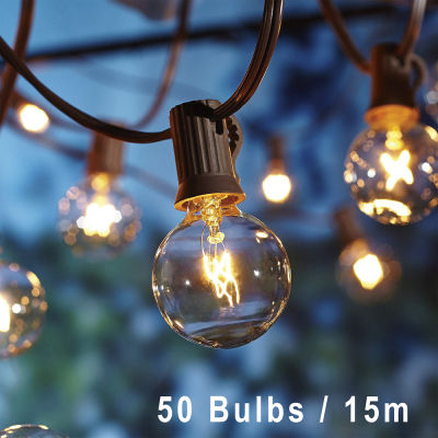 Warm White G40 Globe Fairy String Light Party Christmas Globe Bulbs Waterproof For Outdoor Patio Garden Backyard Garland