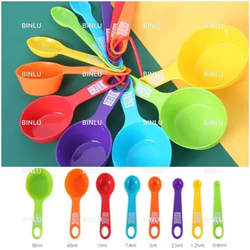 12PCS Colorful Measuring Cup And Spoon Set Stackable Measuring Cup Nested  Plastic Measuring Cup, Kitchen Measuring Cup Set for Baking And Cooking Up