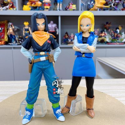 ZZOOI 24cm Anime Dragon Ball Z Android 17 Figure Android 18 Pvc Action Figurine Collection Decoration Model Toys Kids Christmas Gift