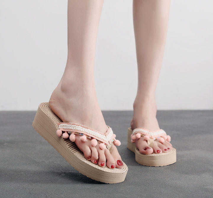 ready-stock-slope-heel-thick-soled-sandals-wear-flip-flops-beach-shoes