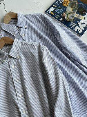 UNIQLO Kitano U! เสื้อเชิ้ตมีลายอ๊อกฟอร์ดหมุนผ้าฝ้ายลำลองเข้ากับทุกชุด (เสื้อแขนยาว) พอดีตัว452298