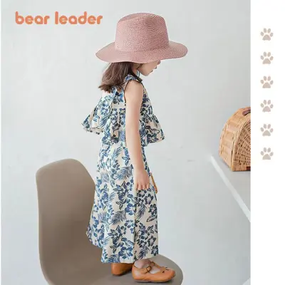 โปรโมชั่น Flash Sale : Bear Leader ชุดเด็กผู้หญิงเสื้อเชิ้ตลายดอกแขนกุด + กางเกงชุดเสื้อผ้าบูติกสำหรับเด็กลำลองย้อนยุคลายดอกไม้สำหรับฤดูร้อนของ Baju Bayi Perempuan