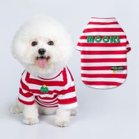 ZZOOI Pet Christmas red striped plus velvet T-shirt cat Christmas clothes