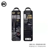 WK WDC-095 KingKong 3Aสายชาร์จสายชาร์จ Samsung iPhone TYPE 3in1สายเคเบิลสแตนเลสสปริงกล่องอลูมิเนียม 3A