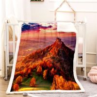 2023 Landscape Painting Winter Home Blanket Thick Warm Winter Bed Blankets Office Nap Shawl Sofa Cover  Fluffy  Bedspread On The Bed