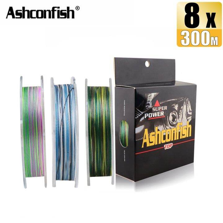 Ashconfish 8 Strands 300M Braided Fishing Line X8 PE Line Multicolor Camouflage Blue/Green Camo