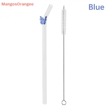 1PC Butterfly Glass Straws Reusable Clear Straws For Smoothies Cocktails  Drinking Bar Tools Drinkware