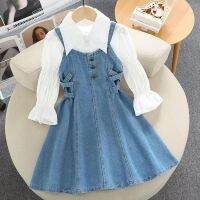 CUI YI SHOP Girls dresses big childrens suspenders girls fashionable spring and autumn suits denim student version summer trendy style