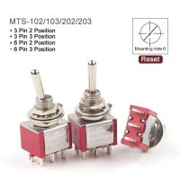 10PCS MTS-102/103/202/203 Miniature Toggle Switch 3/6 Pin SPDT DPDT 6MM 2A250V 5A125V  ON-ON ON-OFF-ON Since Reset Switch