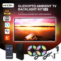 TV Ambient Backlight Light Strip Kit With HDMI-Compatible Device Color Sync RGBIC LED Light Strip For Tuya APP/Amazon