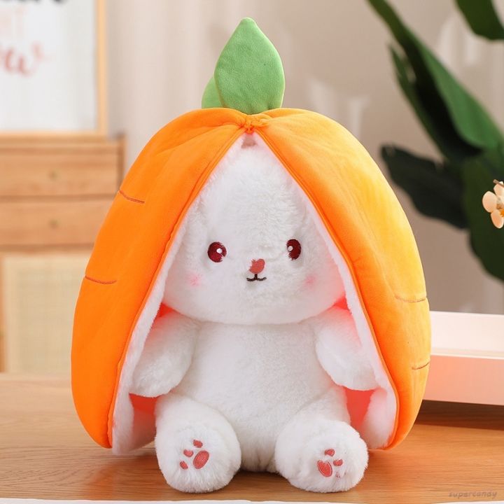 2-in-1-ตุ๊กตากระต่ายแครอท-สตรอเบอร์รี่น่ารัก-แปลงร่างได้-ของเล่นสําหรับเด็ก-ใช้เป็นหมอน-หรือตกแต่งได้