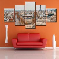 Zhangyanhui2 City View ภาพวาดภาพอาคาร HD พิมพ์โมเดิร์น5แผงโปสเตอร์ห้องนอน Modular กรอบผ้าใบ Wall Art สำหรับตกแต่งบ้าน5ชิ้น