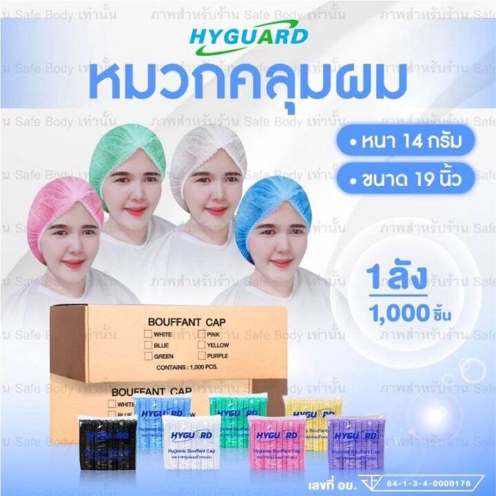 หมวกคลุมผม-ยี่ห้อ-hyguard-เกรดทางการเเพทย์1-000-ชิ้น20แพ็ค-ยกลัง-พร้อมส่ง