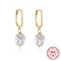 True 100%925 Sterling Silver U-Shape Pearl Eardrop Ear Clip Earrings Simple Vintage For Woman Luxury Jewelry Holiday Party Gifts