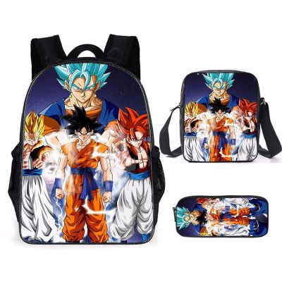 Dragon Balls Goku กระเป๋าเป้สะพายหลังไหล่กระเป๋าดินสอกรณีโรงเรียนประถมสามชิ้นกระเป๋านักเรียนกระเป๋าเป้สะพายหลังนักเรียนดินสอ Case