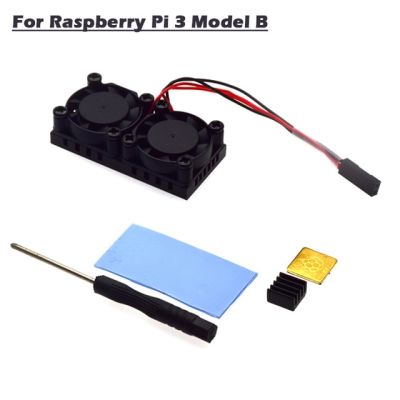 【☄New Arrival☄】 fuchijin77 Raspberry Pi 4 Model B พัดลมคู่3b,ชุดพัดลมทำความเย็นชุดฮีทซิงค์พร้อม Pi 4b พร้อมเทปสำหรับ Raspberry Pi 4b / 3 B