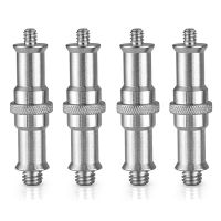 4 Pieces Standard 1/4 to 3/8 Inch Metal Male Converter Threaded Screw Adapter Spigot Stud for Studio Light Stand