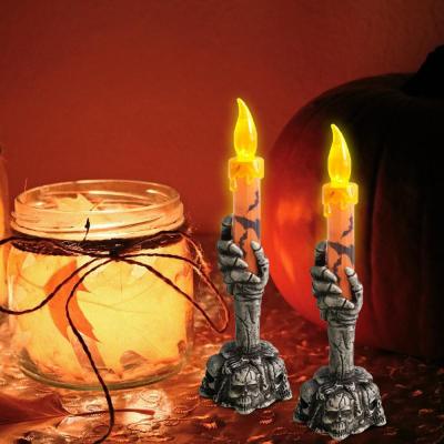 Halloween Favor Gift Spooky Halloween Decor Flameless Candle Holders Skeleton Candle Holder Halloween Table Decoration