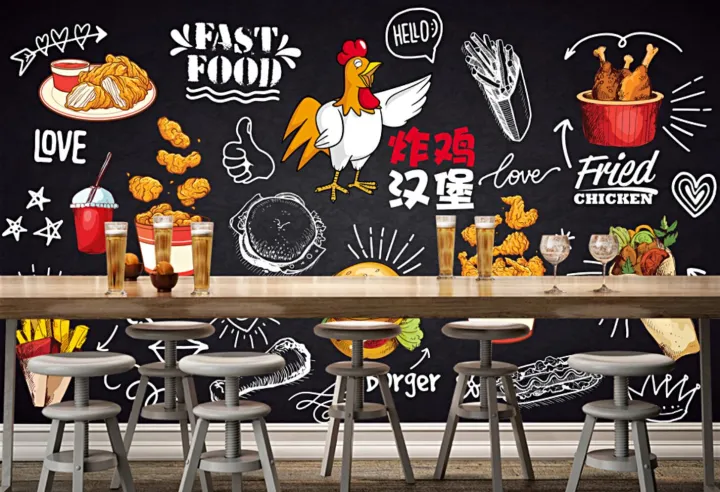 Custom blackboard fried chicken burger dining gourmet fast food shop restaurant cafe bar kitchen food wallpaper mural wall sticker | Lazada PH Custom blackboard fried chicken burger dining gourmet fast food shop restaurant cafe bar kitchen food wallpaper mural wall sticker | Lazada PH