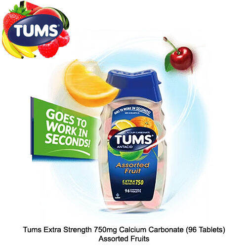 Tums Extra Strength 750mg Calcium Carbonate (96 / 100 Tablets) Choose