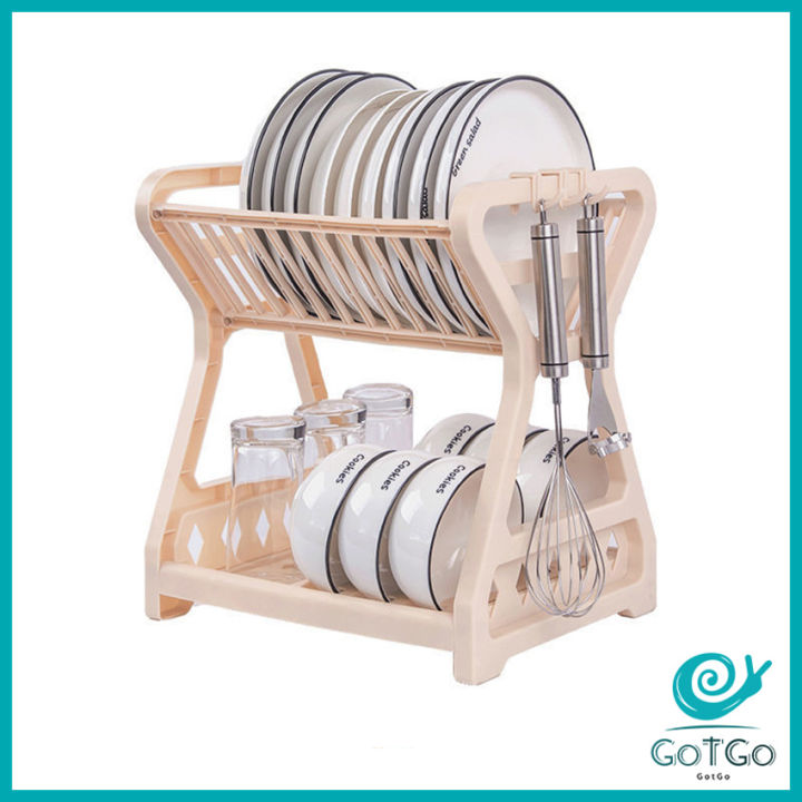 gotgo-ชั้นวางจานอเนกประสงค์-ชั้นวางจาน-พลาสติก-ย้ายง่าย-drain-bowl-rack-สปอตสินค้า