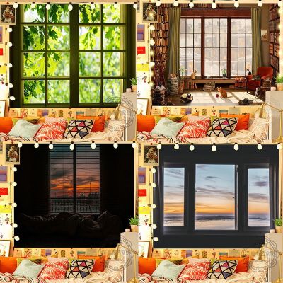 [COD] Scenery outside the window room decoration background cloth bedroom layout ins wall poster dormitory renovation hanging