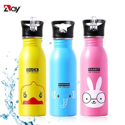 Water Bottle for Drinking with Straw Kawaii Cup Children Gourd Stainless Steel Outdoor Drinkware Containers Beverages Travel