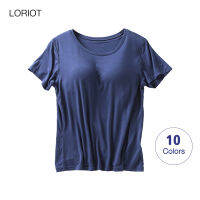 LORIOT เสื้อชั้นในเสื้อยืดสำหรับผู้หญิงกดขึ้นยืดได้เสื้อแขนสั้นเสื้อยืดลำลองเซ็กซี่เกาหลี SA1202