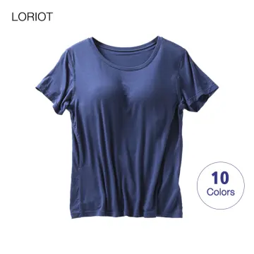 Sexy Korean Modal Push Up Scoop Neck T Shirt With Built In Bra And