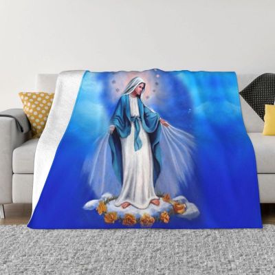 （in stock）Catholic Virgin Mary Blanket 3D Print Breathable Soft Flannel Winter Our Fatima Women Throwing Blanket Outdoor Sofa Bed（Can send pictures for customization）