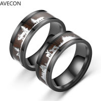 AVECON แฟชั่นยุโรปและอเมริกาผู้ชายสไตล์ใหม่แหวนสีดำลายไม้กวางแหวนแหวนของขวัญคริสต์มาส