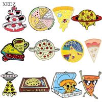 XEDZ Fashion Planet Pizza Food Enamel Brooch Personality Plasma Pizza Dog Handsome Sunglasses Making Book Pizza Badge Collection Fashion Brooches Pins